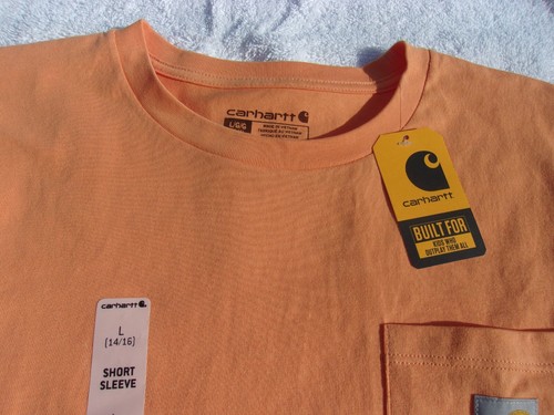 NWT Carhartt short sleeve T, youth S, M or L, orange, cotton, pocket - Picture 3 of 5