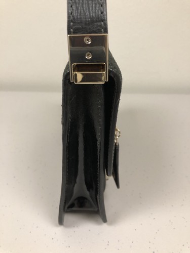 Vanessa Bruno Black Patent Leather Suede Wristlet Clutch Bag Purse - Picture 7 of 11
