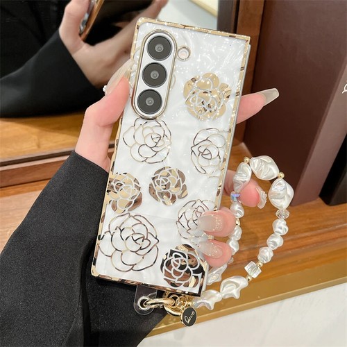Funda Flor Galvanizada para Samsung Galaxy Z Plegable 6 Brillante Dura PC Cubierta Correa - Imagen 17 de 17