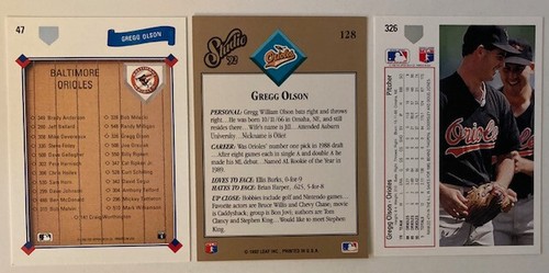 Gregg Olson 15 Card Lot All Different! Rookies Inserts Orioles Braves - Picture 7 of 11