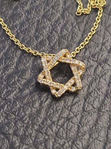 14k Gold Diamond Jewish Star, Tiny Diamond Jewish Star, Small 14k Star Of David - Picture 10 of 24