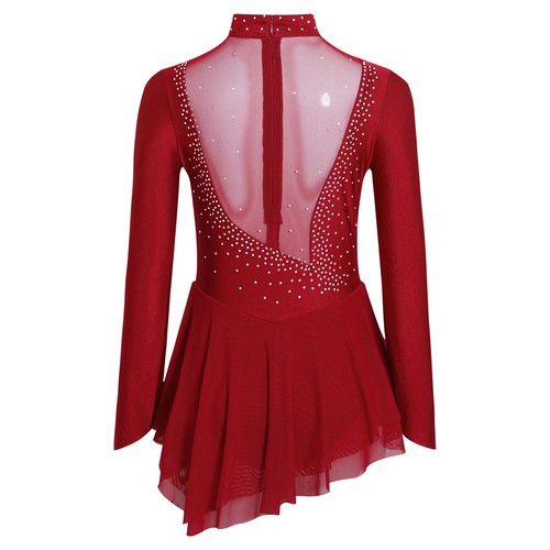 Kids Girls Dresses Rhinestones Dance Dress Built-in Briefs Dancewear Shiny - Picture 11 of 70