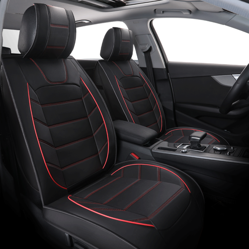 JMTBNO Luxury PU Leather Car Seat Covers - Full Set (Front & Rear) For Chevy Camaro & Most 5-Seat Cars - Waterproof