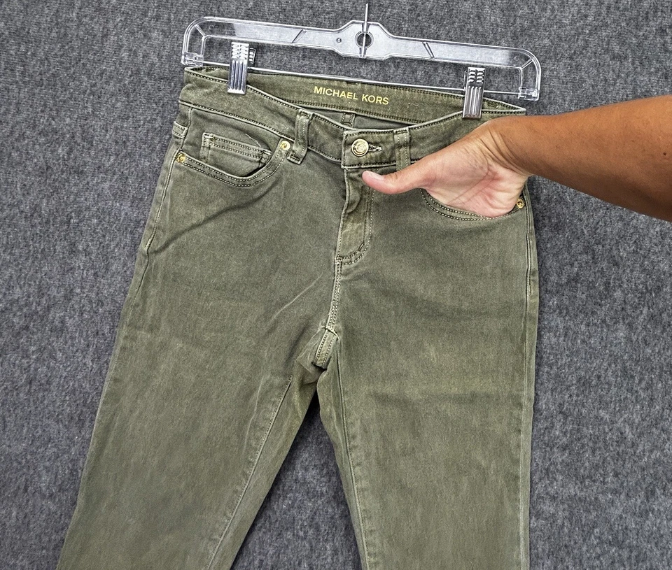 Pantalones Michael Kors Verde Izzy Ajustados Talla 2 Foto 4 de 4