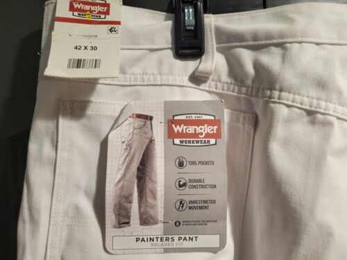 Wrangler Workwear Malerhose Herren 42x30 weiß Relaxed Fit Werkzeugtaschen - Bild 10 von 13