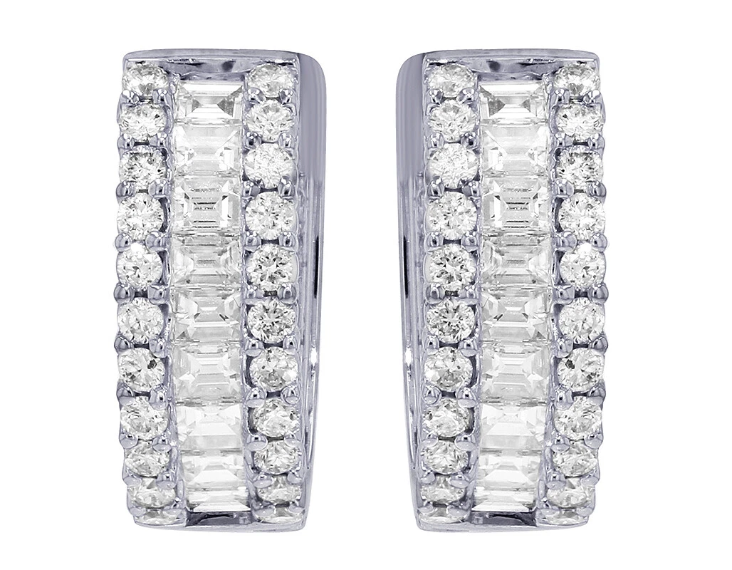 Baguette 2024 diamond hoops