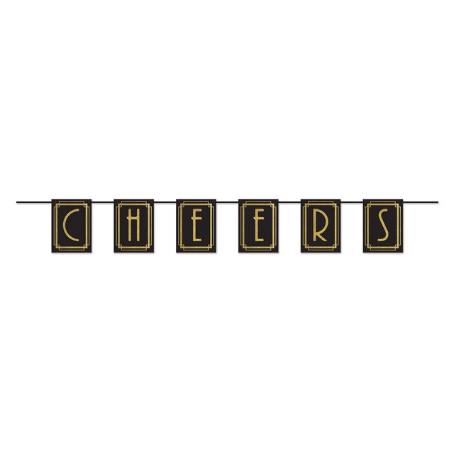 Great Gatsby 1920 S Cheers Banner Party Decoration Gold Black 20 S