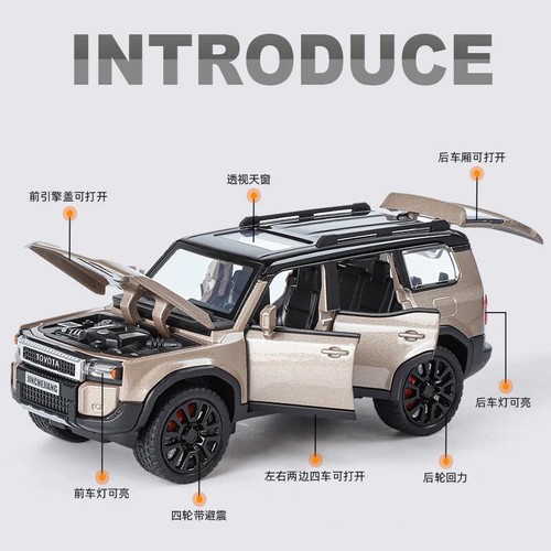 1:32 Toyota Land Cruiser Prado SUV 2024 Alloy Die Cast Toy Car Model Sound Light - Picture 20 of 27