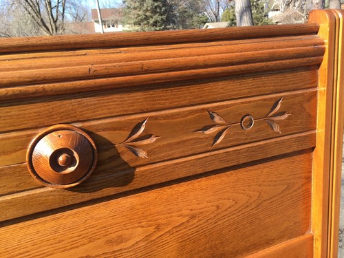 Antique Solid Oak Eastlake Victorian CHILD Bed Headboard Footboard Rails Mattres - Picture 7 of 12