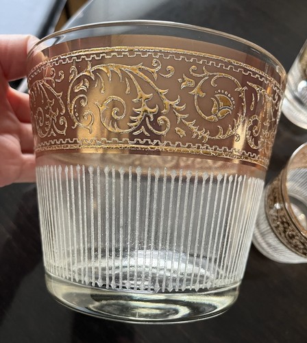 MCM Culver Starlyte 6 Low Ball/Rocks Glasses & Ice Bucket Set - Picture 4 of 9