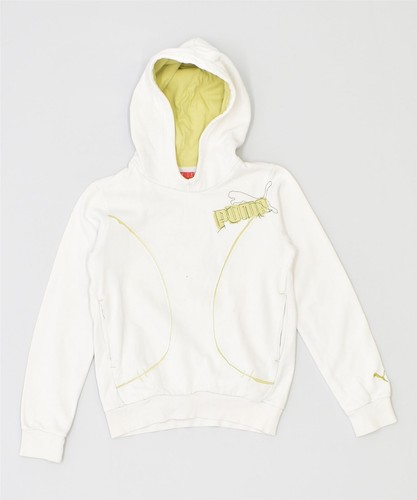 PUMA Girls Hoodie Jumper 9-10 Years White Cotton OG14
