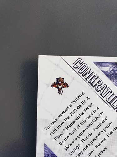 2003-04 ITG BAP Memorabilia Series Tandems Roberto Luongo Jani Hurme Jersey Card - Picture 9 of 10