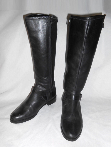 Bequeme wadenhohe Stiefel Block schwarz Echtleder Damengröße 5