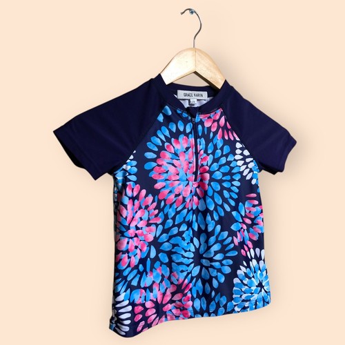 Grace Karin Girls Floral Colorful Rash Guard Swim Top Shirt Summer Pool Girl 7Y - Picture 4 of 10