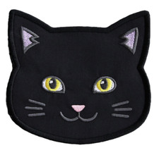 Black Cat Iron On Patch, cat lover, gift, sew on, Halloween, spooky, hat
