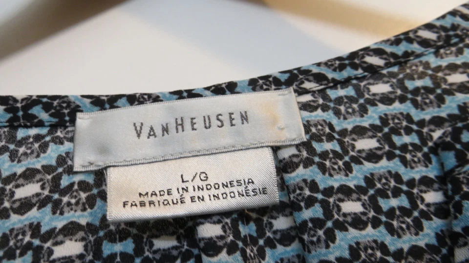 Camisa Van Heusen Mujer Grande Patrón Multicolor Abotonada Manga Larga Relajada Foto 3 de 4