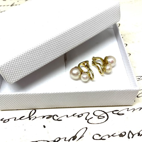 Vintage Earrings 14 carat GOLD 14ct 585 Clip On | Judged to Be Cultured Pearls - Picture 10 of 12