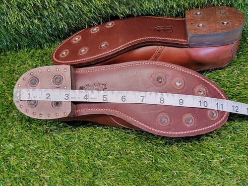 Scarpe da golf vintage Footjoy Classics kiltie in pelle marrone da donna taglia 10 AA made USA - Foto 14 di 20