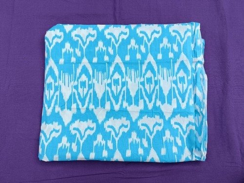 Handmade Sewing Dress Material Cotton Indian Fabric Cloth Blue Ikat 1 Yards - Picture 2 of 9
