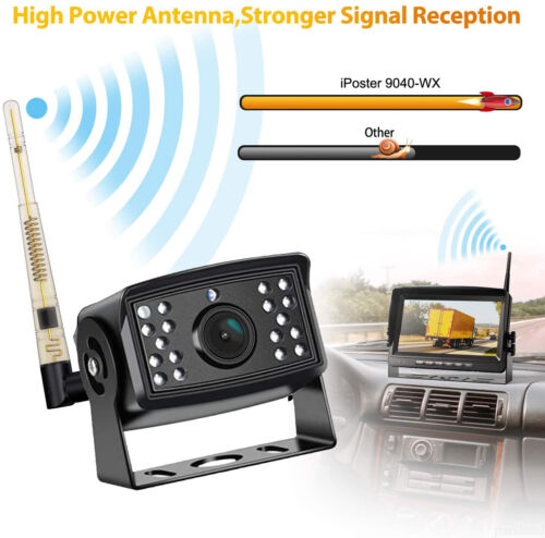 Digital Wireless 9" Quad Splitscreen DVR Monitor Reversing 4x Cameras 12V 24V HD - Picture 10 of 12