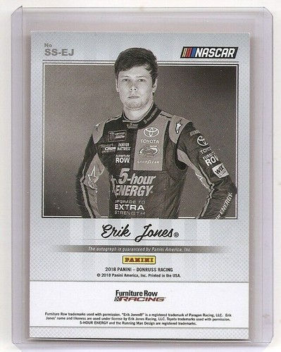 Tarjeta automática Panini Donruss Erik Jones Studio 2018 - Imagen 2 de 2