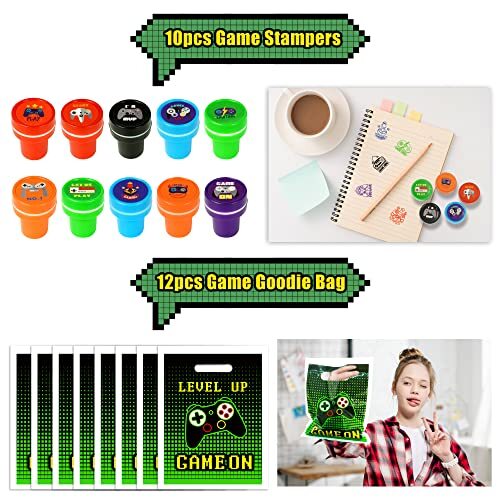 BANBALLON 66 PCS Video Game Party Favors Video Game Theme Notepads Wristbands - Picture 4 of 7