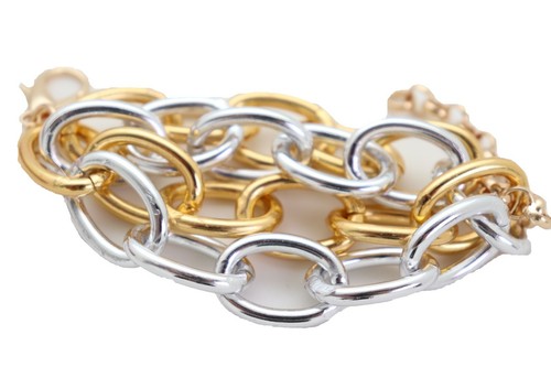 Women Silver Gold Metal Chain Thick Links Bracelet Luxurious Hot Fashion Jewelry - Picture 7 of 12
