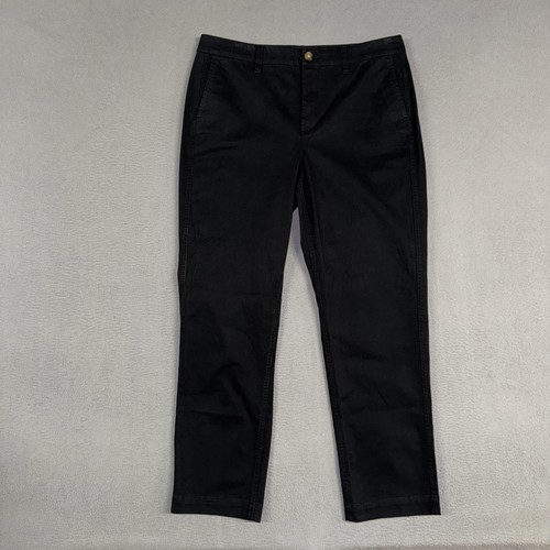 J. Crew Pants Women’s 10 Black High Rise Girlfriend Chino Flat Front Cotton NWT
