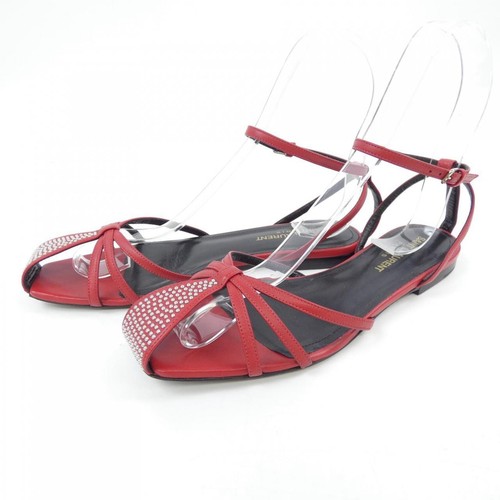 SAINT LAURENT Sandals Women's Size 36.5 Red Leather - Picture 3 of 6