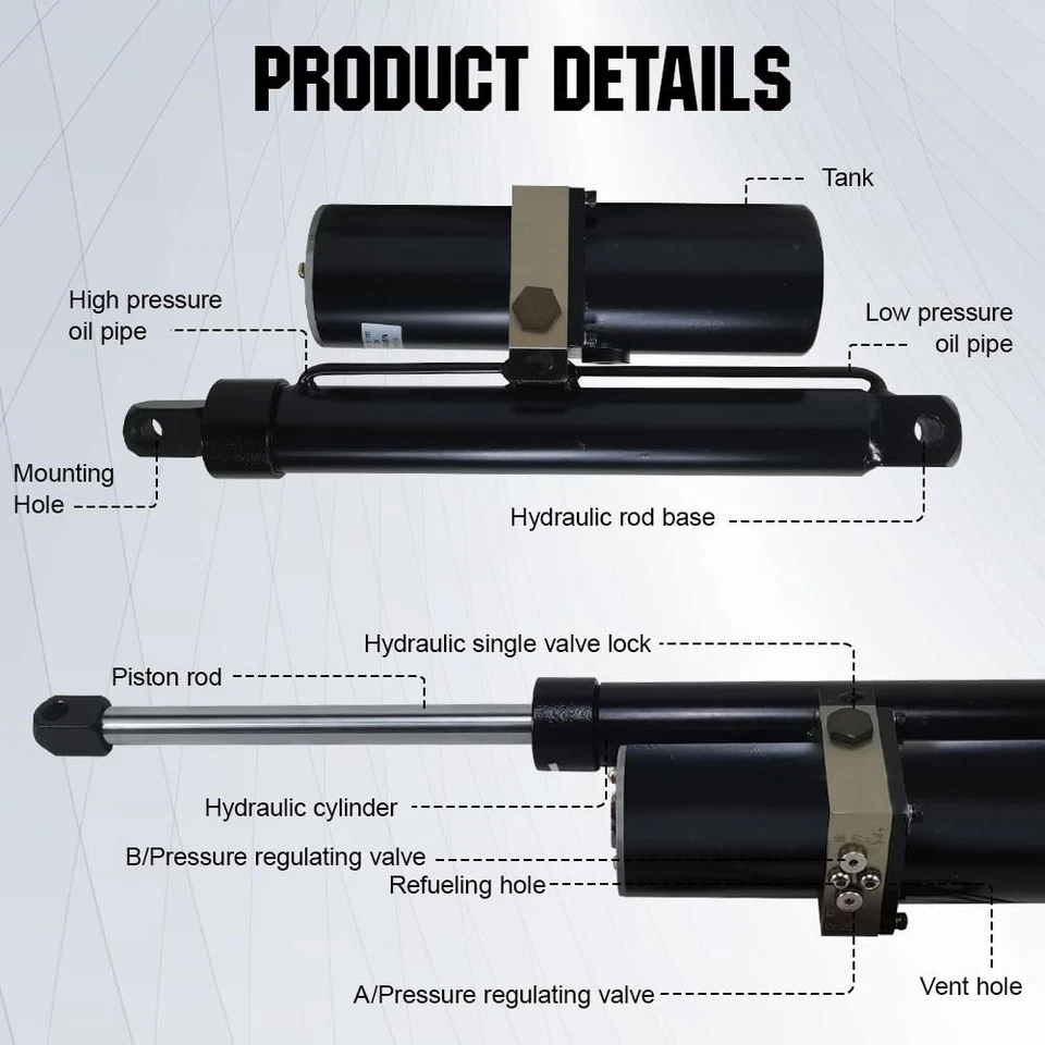 DC 12V Hydraulic Linear Actuator 8" Stroke Length 1700Lbs Linear Actuators - Image 3 of 4