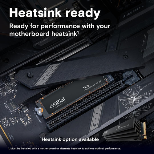 Crucial T705 1TB PCIe Gen5 NVMe M.2 SSD - Up to 13,600 MB/s - Game Ready - Inter - Afbeelding 4 van 6