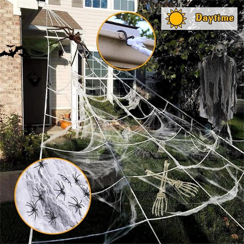 Decorazioni Halloween Esterno 250LED 23x18 FT Ragnatela Gigante con Luci Viola - Foto 5 di 7