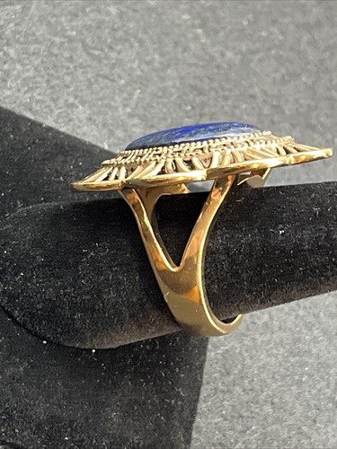 Vintage Barse Ring Bronze & Lapis Lazuli Large Ornate Statement Size 8.5 - Picture 4 of 15