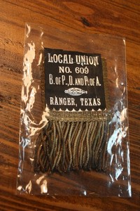 Old Silk Labor Union Ribbon B of P D & P of A Painters Paperhangers Ranger Texas