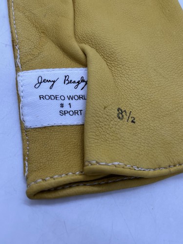 Guante de equitación Jerry Beagley Bull piel de ciervo mano izquierda talla 8,5 PRCA Rodeo World - Imagen 3 de 3