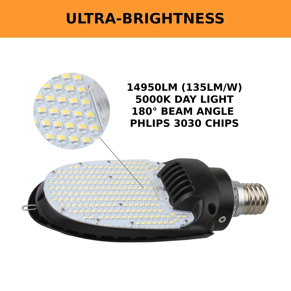 54W LED Shoebox Retrofit Bulb, 7290LM 5000K Daylight, 250W HID Equivalent, E3... - Image 4 of 4