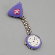 Nurse Fob Watch Quartz Medical Analog Purple Clip-On UNTESTED NEEDS BATTERY