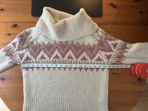 Kaisley XS Oversized Cream & Pink Jumper Roll Neck Teddy Bear Soft - Picture 10 of 11