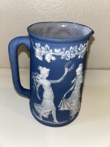 Jasperware / Wedgwood Blue Creamer, Mini Pitcher - Picture 5 of 12