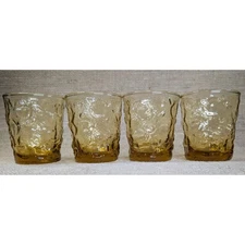 4 Anchor Hocking LIDO MILANO Honey Gold Amber Tumbler Short Rocks Glass 4 OZ