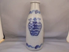 Rowe Pottery Works Stoneware American Flag Apple Bottle 8 1/2"