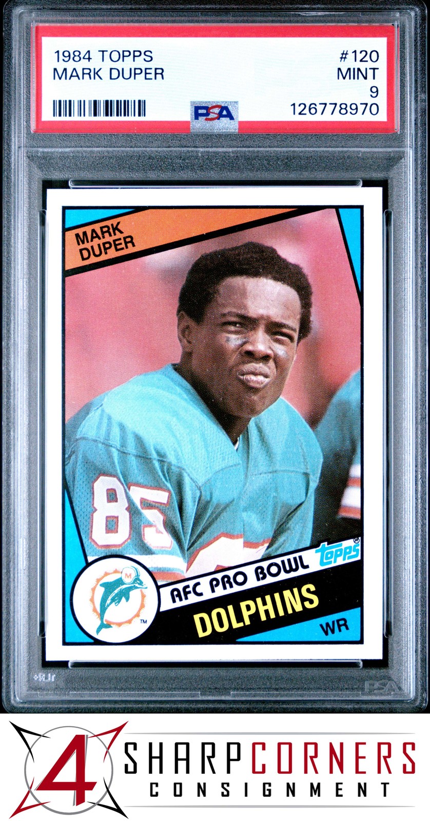 1984 TOPPS #120 MARK DUPER RC DOLPHINS PSA 9