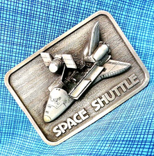 Space Shuttle Belt Buckle NASA Satellite Arm US Space Program Vtg 80s TBC.TWY641