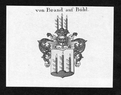 ca. 1820 Brandt Brand Bühl Buehl Wappen Adel coat of arms Kupferstich antique