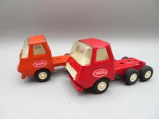 1970s Metal Mini TONKA lot of 2 Red & Orange Semi's 5" long #16