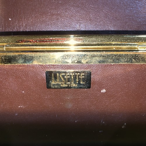 Lisette New York Vintage schwarze Box Geldbörse mit goldfarbenem Griff und Akzenten. - Bild 5 von 9