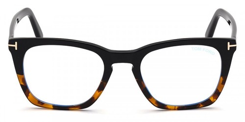 Tom Ford FT5736B 005 Shiny Black Havana Blue Block Square Men's Eyeglasses - Bild 4 von 7