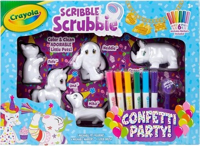 Crayola Scribble Scrubbie Toy Pet Playset, Confetti Party Pack, Coloring Toy for