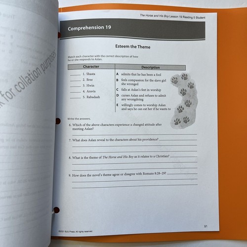 BJU Press Reading 5 Quests Student Handouts Homeschool Curriculum 452391 - Picture 16 of 17