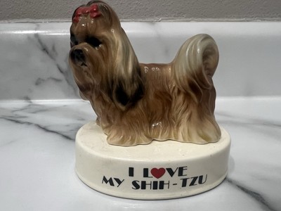 Vintage George Good Japan  I Love My Shih-Tzu'' Ceramic Figurine 3 